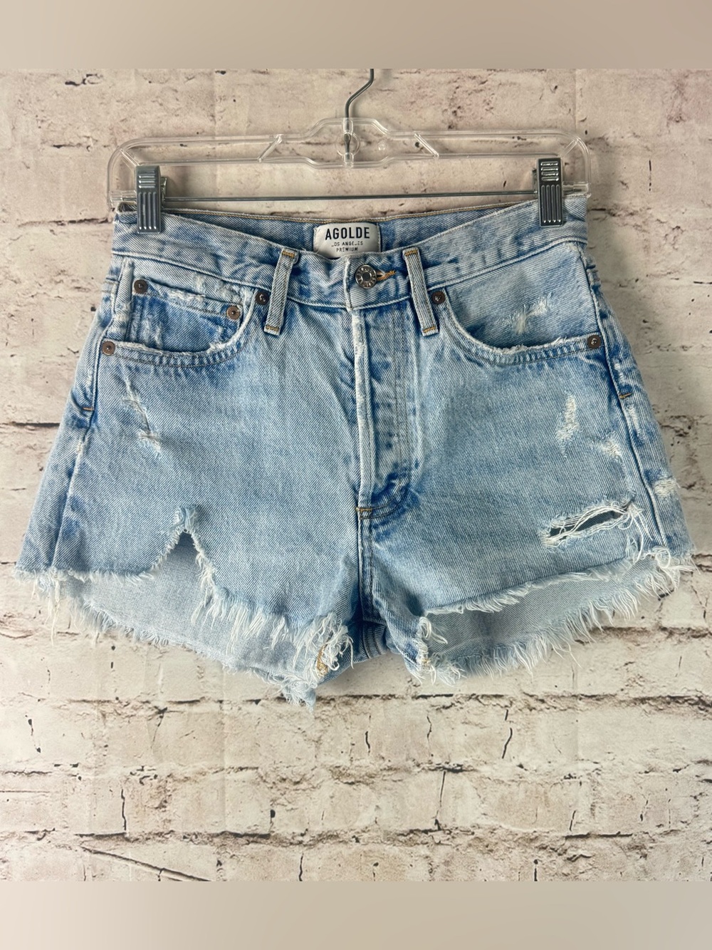 AGOLDE Size 24 Parker Vintage Cut Off Shorts A026-811 Button Fly Distressed $158